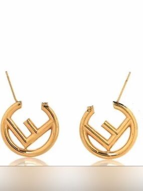 Fendi Gold Logo Hoop Earrings